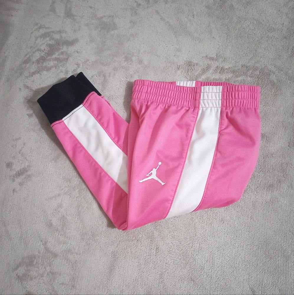 Girls Nike Air Jordan Silky Pink Stripe Track Jogger Pants Joggers 4 T